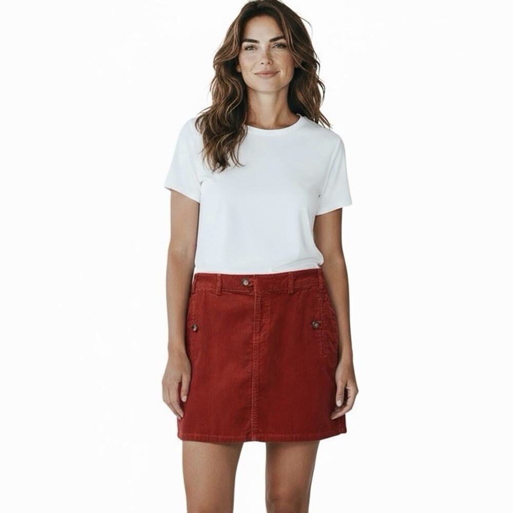 Banana Republic Women's Corduroy Mini Skirt 4 Red Orange 100% Cotton Y2K Retro